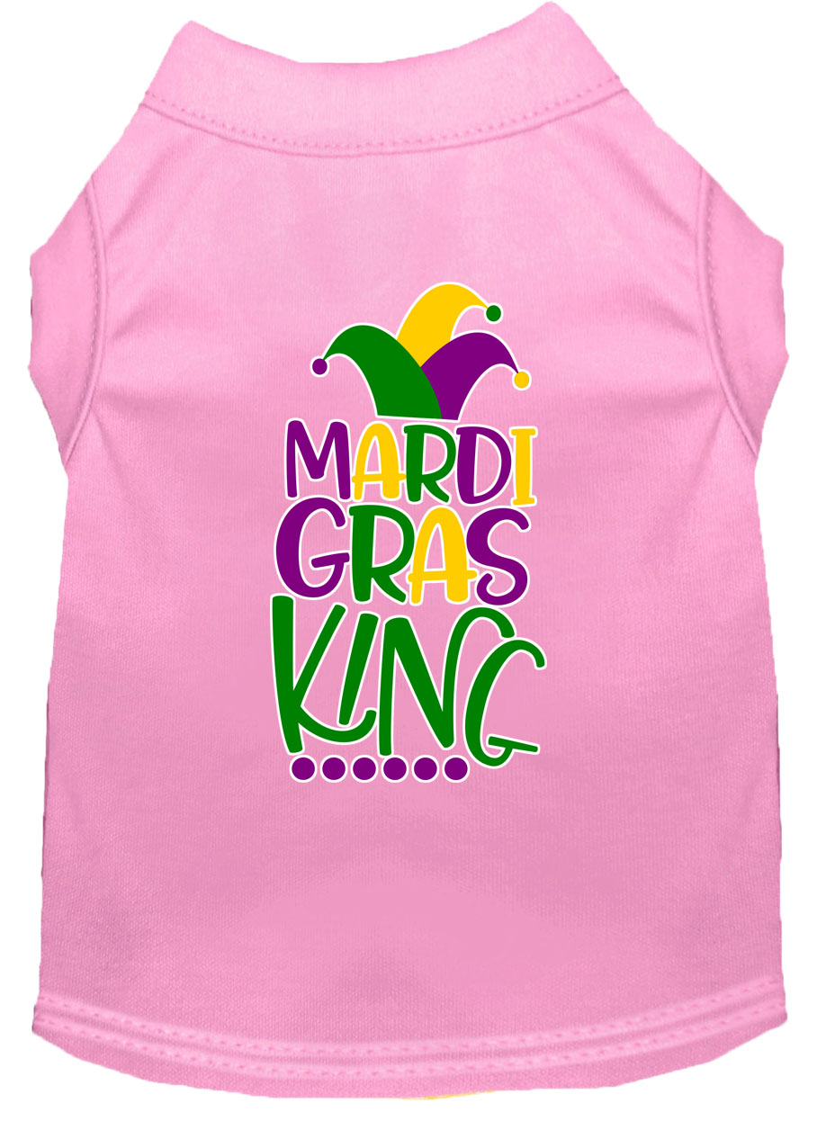 Mardi Gras King Screen Print Mardi Gras Dog Shirt Light Pink XS